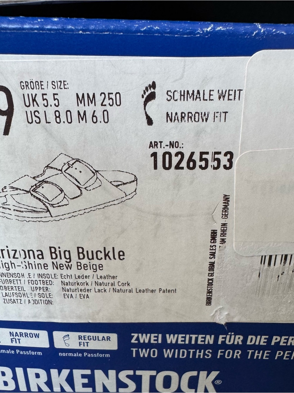 Birkenstock Arizona Big Buckle Sandals 39 high-shine-new beige nib - Picture 7 of 7